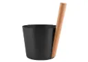 Rento sauna seau aluminium, Noir, avec poignée bamboo 