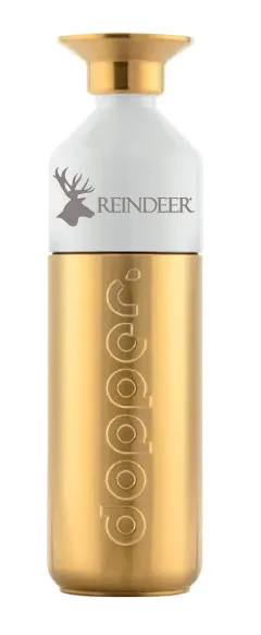 Reindeer, drinkfles Dopper GOUD metaal 800ml